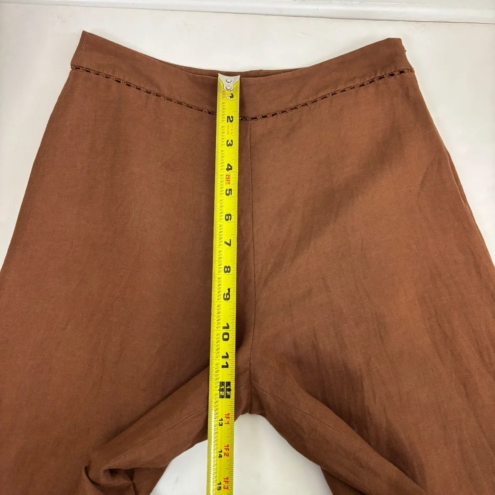 SIMKHAI Colley Cropped Straight Leg Pant in Bronze Size S